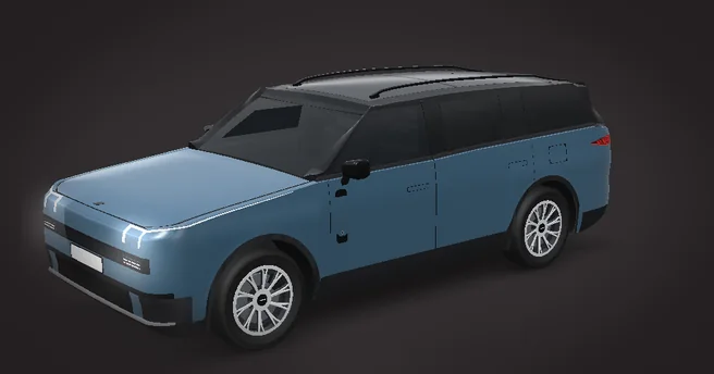 Стилизованная 3D-модель Lynk & Co 900 синего цвета из приложения Lynk900